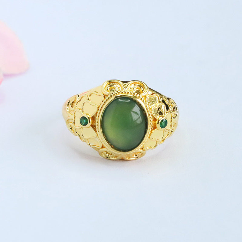 Blue-Water Jadeite Butterfly Ring