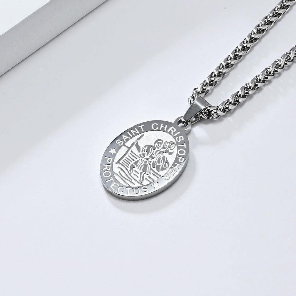 St. Michael the Archangel Titanium Steel Pendant Necklace for Men and Women Holiday Gifts