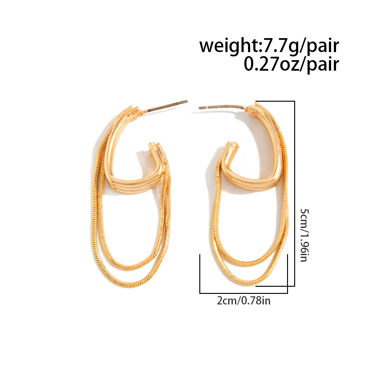 Planderful Vienna Verve Fringed Chain Earrings Irregular Pleated Geometric Statement Jewelry For Fashion Forward Women