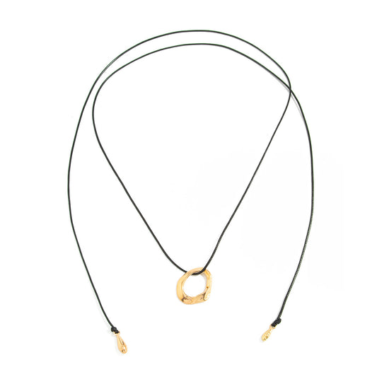Teardrop & Ring Long Pendant Necklace