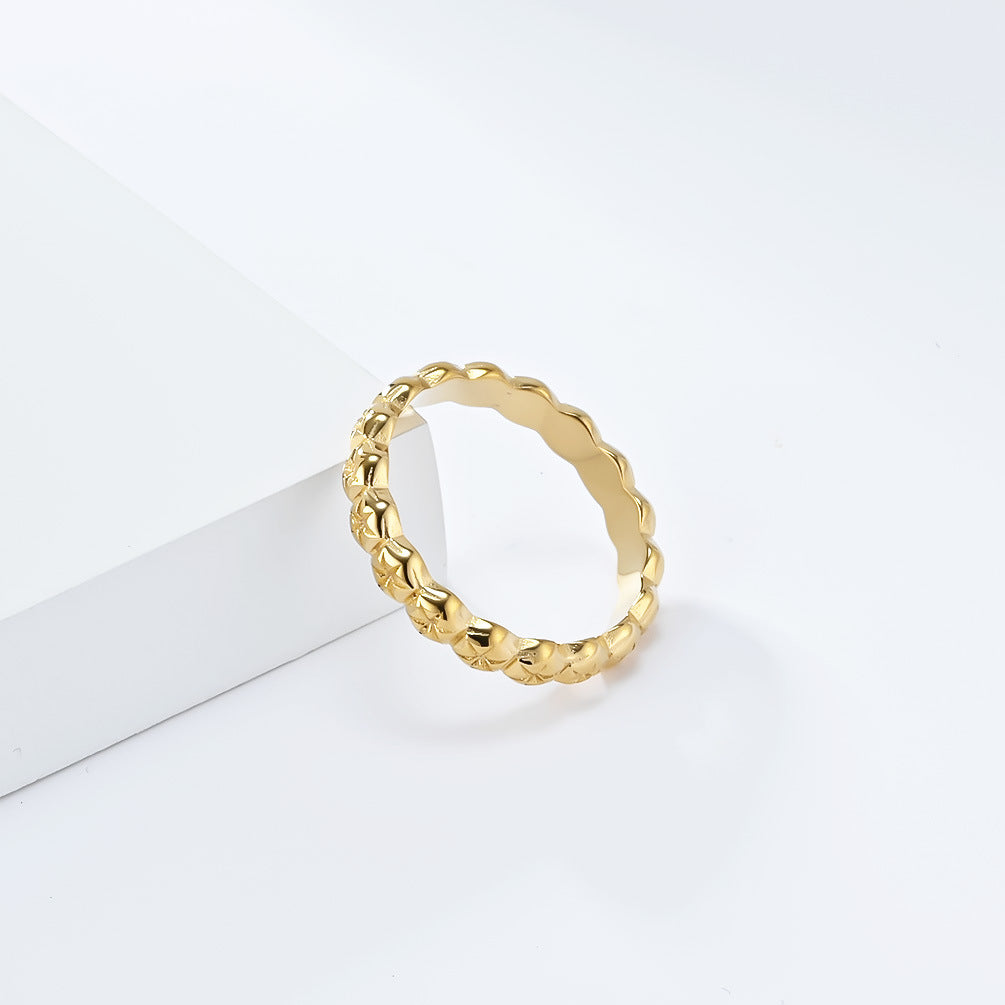 Planderful Gold Plated Titanium Steel Ring For Women Everyday Genie Elegant Daily Wear Jewelry