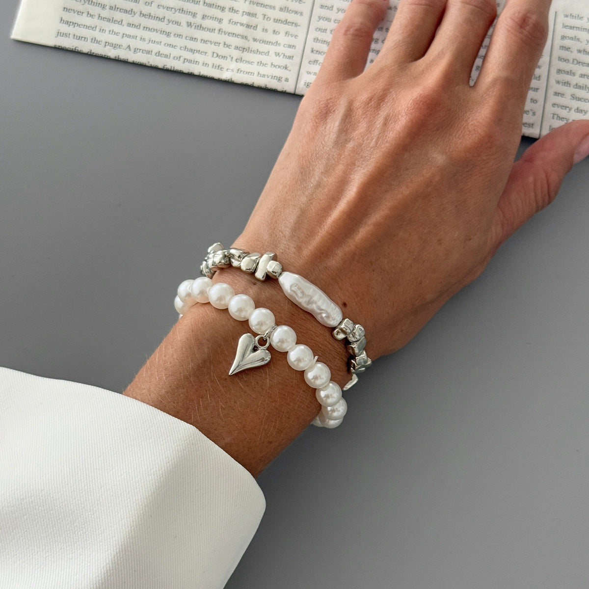 Love Pendant Bracelet Beaded Stackable Imitation Pearl By Planderful Vienna Verve For Fashionable Women