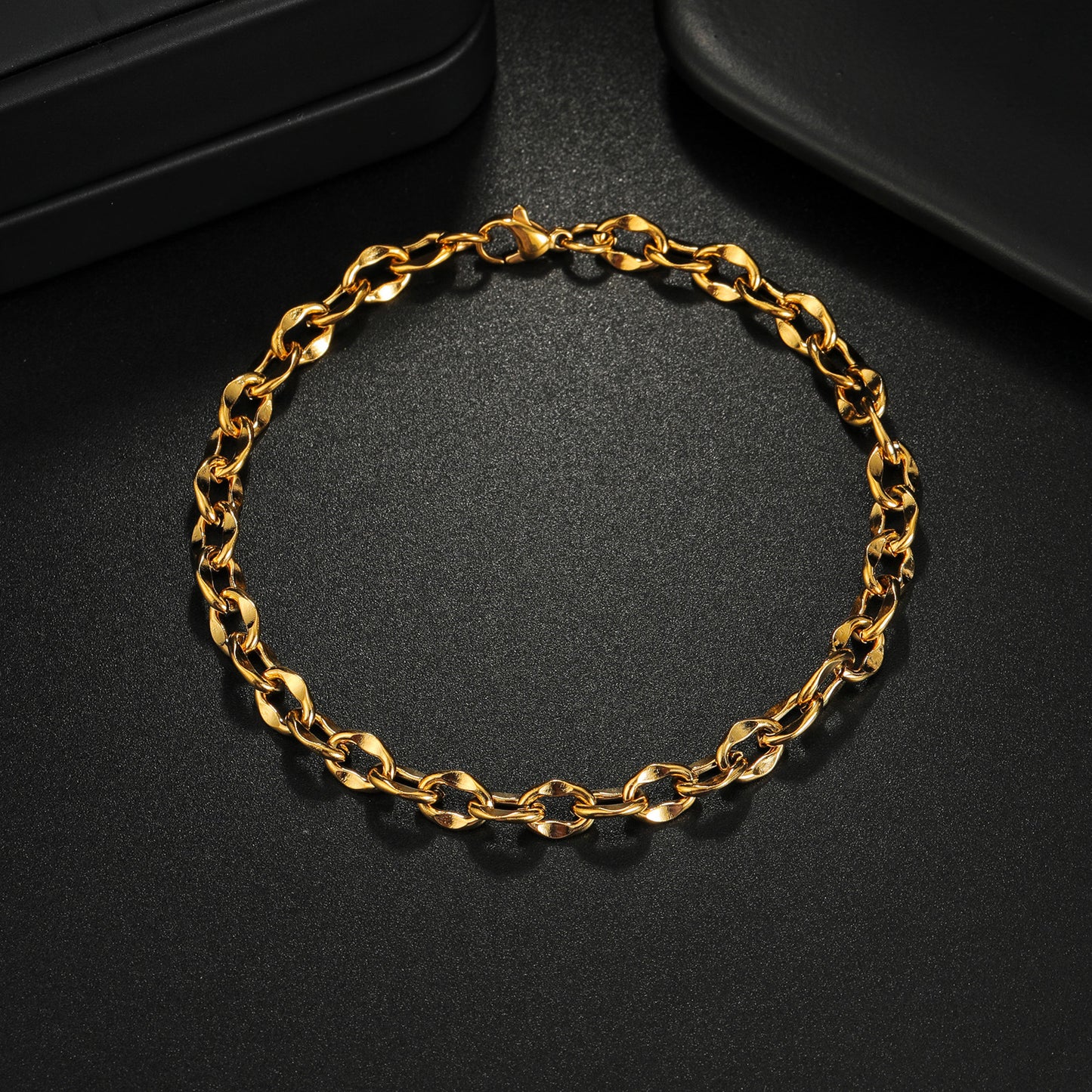 Planderful Everyday Genie Cuban Chain Bracelet Titanium Steel Twist Unisex Durable Jewelry