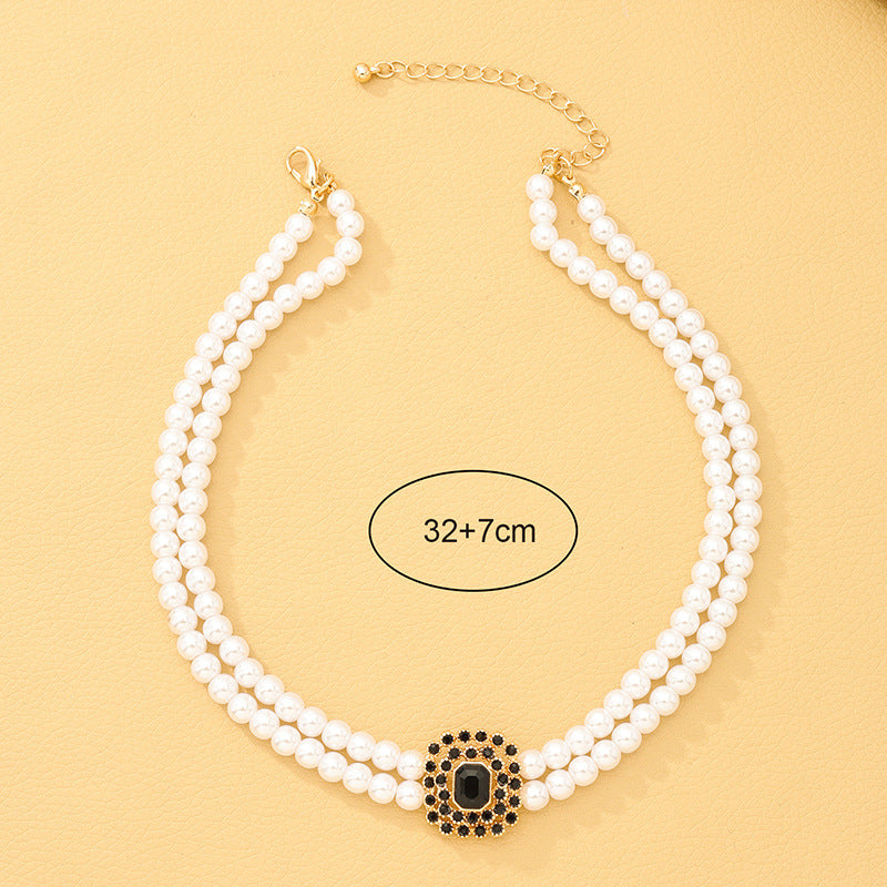 Elegant Pearl and Stone Choker Necklace Set for Women