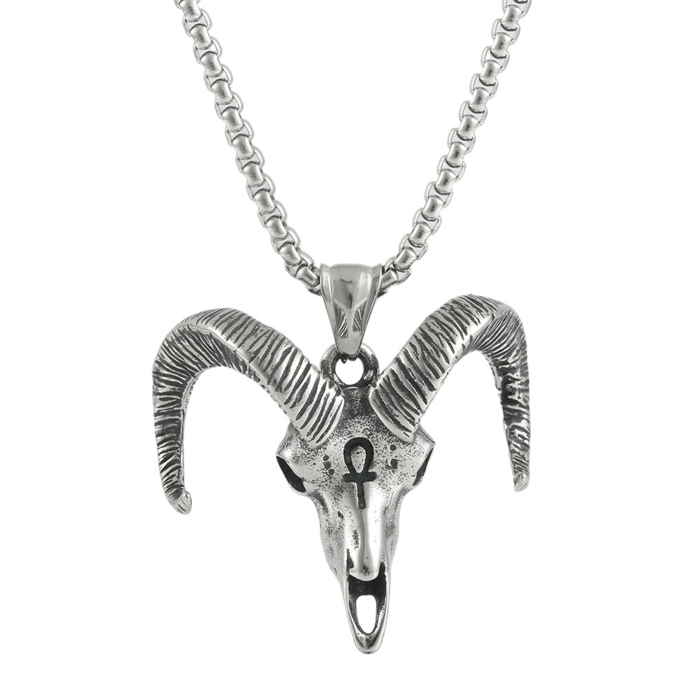 European And American Stainless Steel Sheep Head Pendant