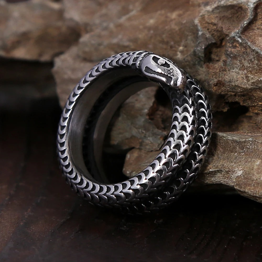 Punk Viking Snake Stainless Steel Men's Ring