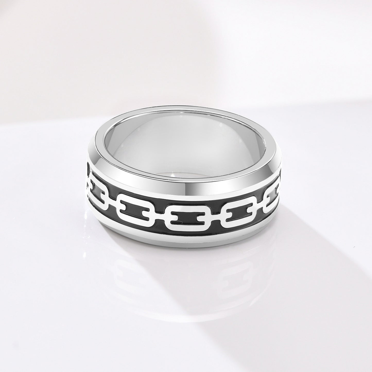 Stainless Steel Corroded Chain Drop Vinyl Ring Jewelry Accessories