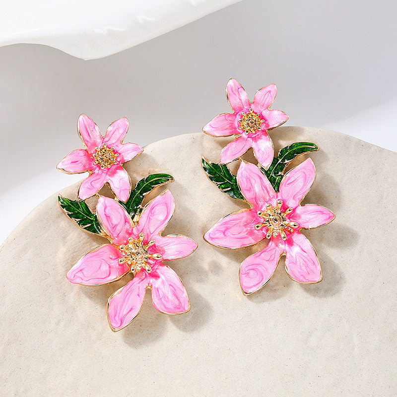 Planderful Vienna Verve Earrings – Fashionable Metal Color Dripping Flower Design