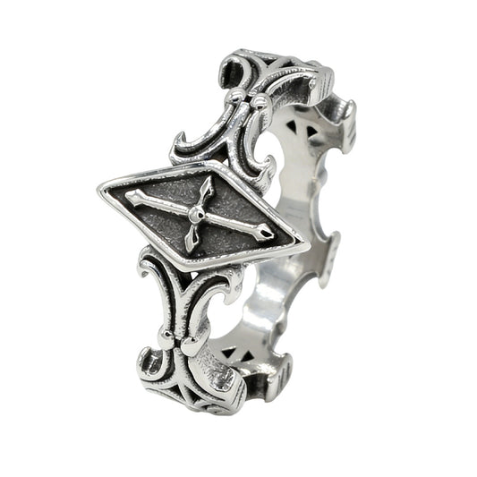 Gothic Cross Titanium Ring Unisex Durable Protection Statement By Planderful For Men And Women