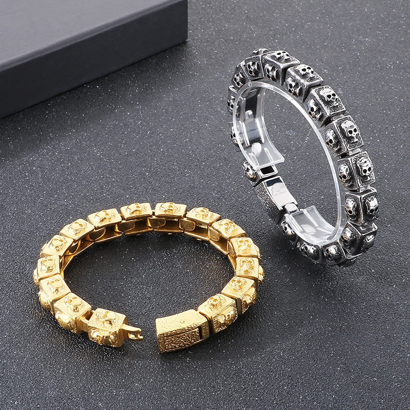 Planderful Skull Bracelet Titanium Steel For Men Retro