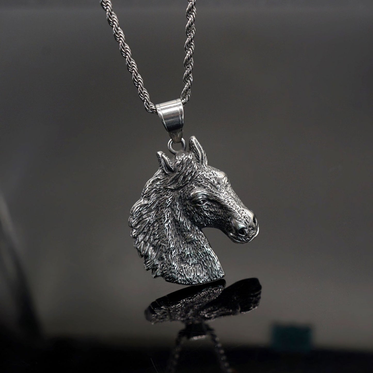 Steel Necklace – Vintage Horse Head Pendant