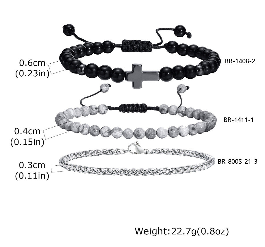 Braided Black Stainless Steel Bracelet for Men