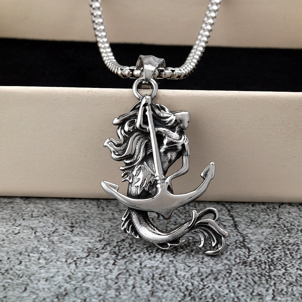 Punk Anchor Pendant Necklace