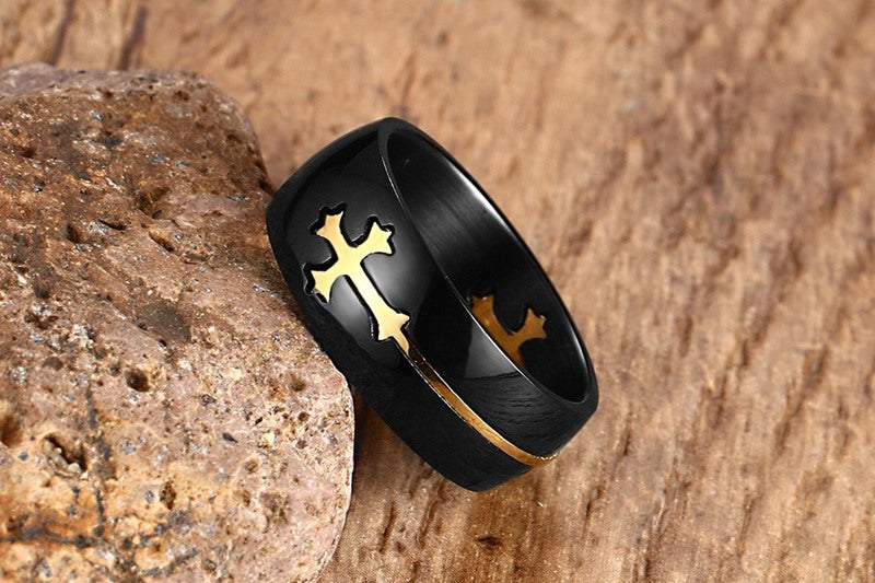 Men Rings Removable Cross Ring Titanium Steel Wholesale