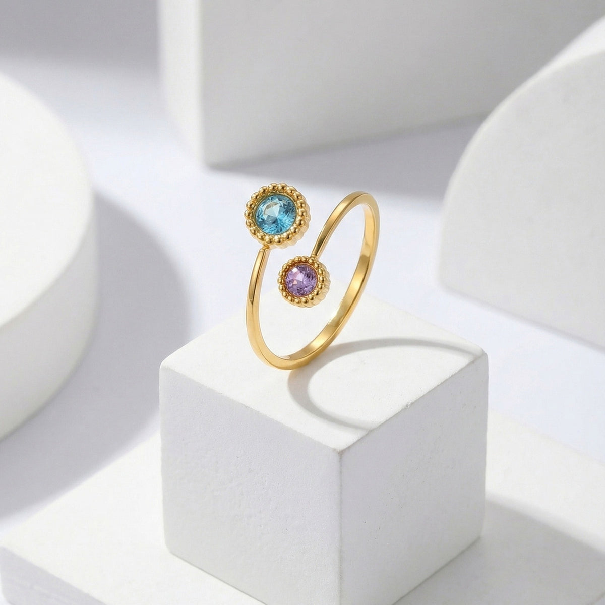 Charm – Stainless Steel Lace Round Zircon Opening Ring
