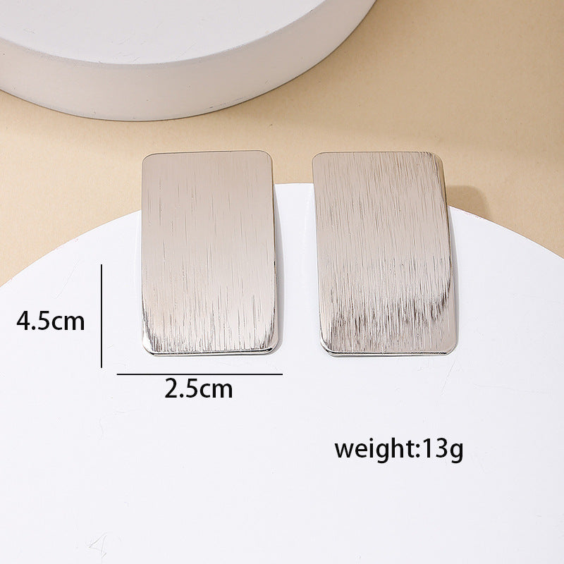 Exaggerated Metal Textured Geometric Earrings - Vienna Verve Collection