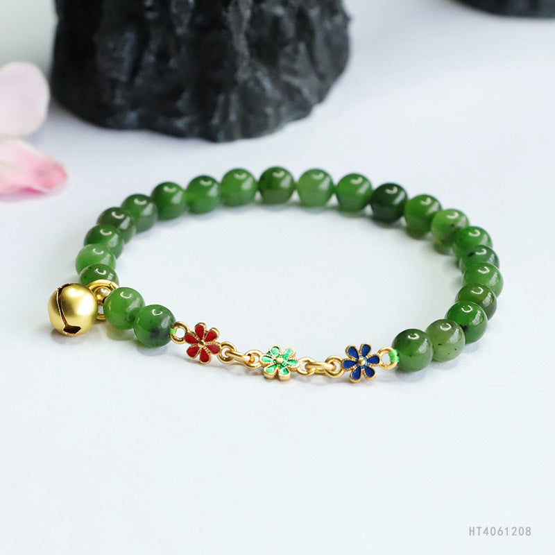Hetian Jasper Bellflower Wreath Bracelet