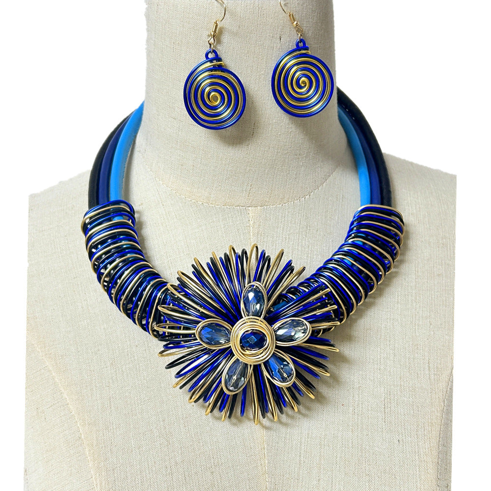 Aluminum Flower Handmade Necklace Set - Savanna Rhythms Collection