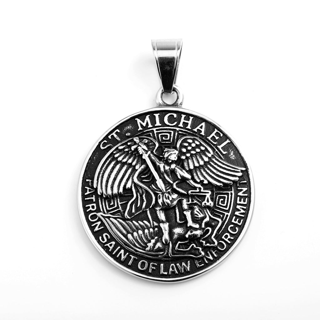 Vintage Angel Stainless Steel Men's Pendant Necklace