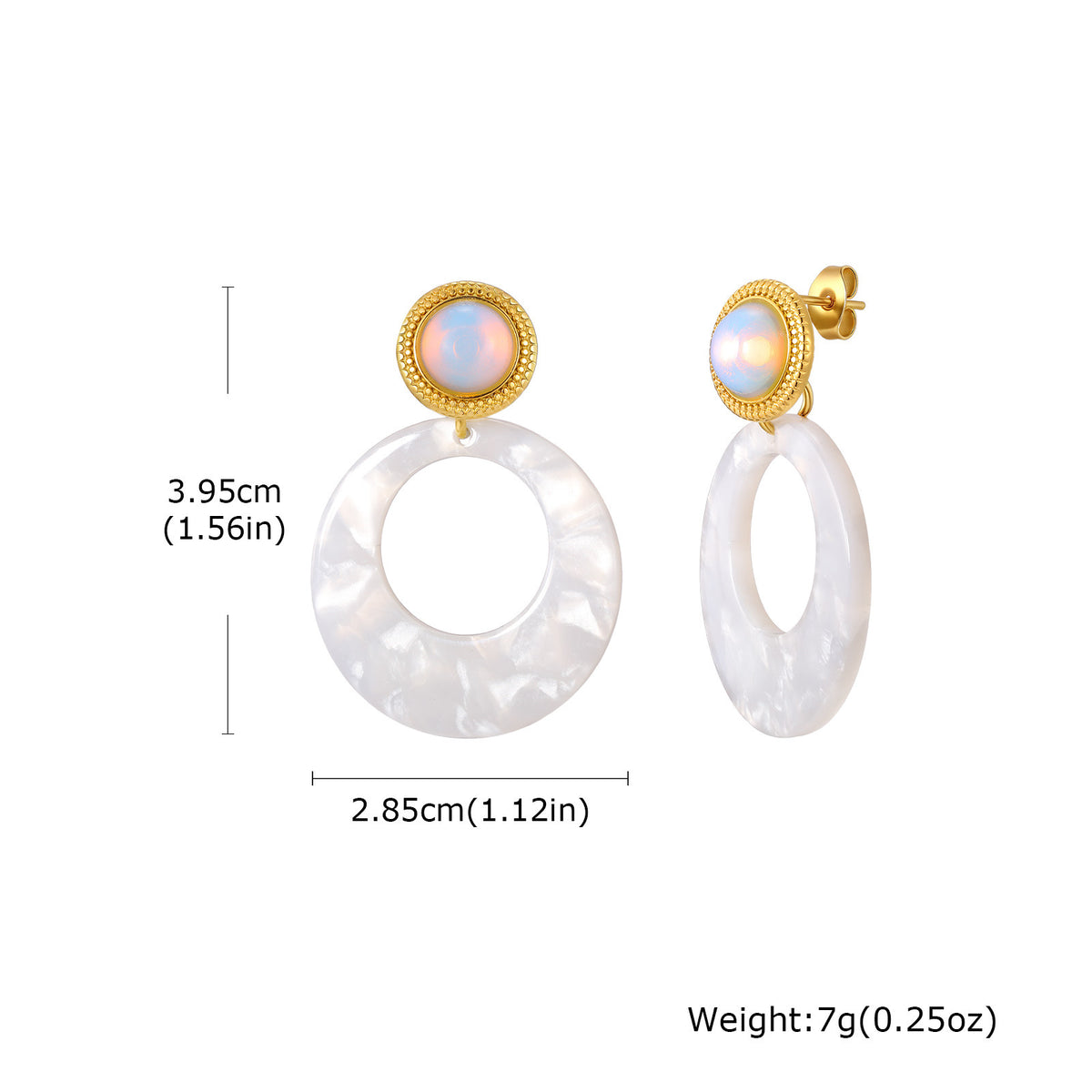 Stainless Steel Opal Tiger's Eye Vintage Earrings