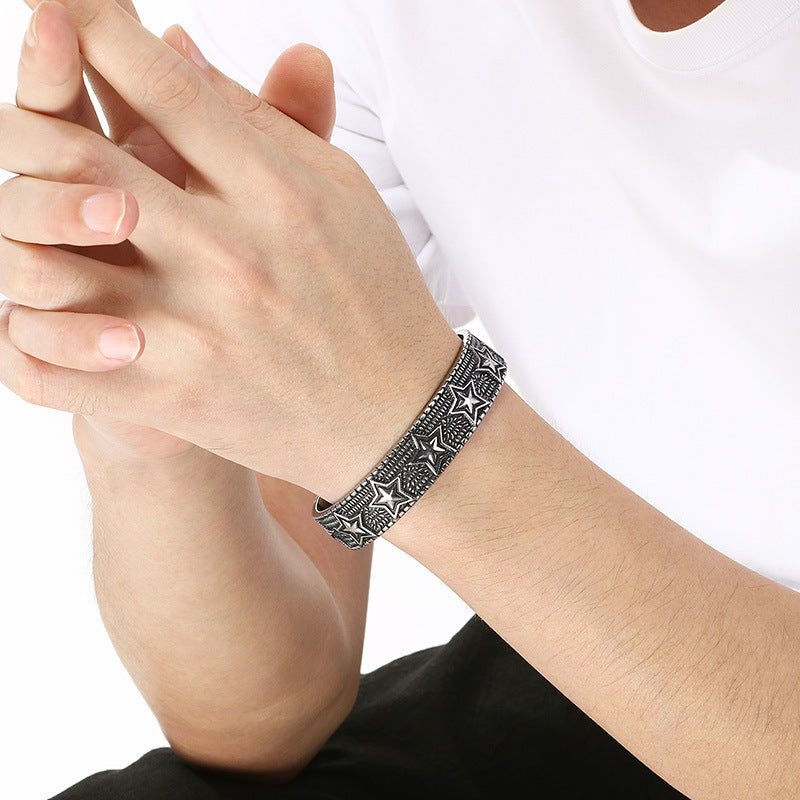 Angel Cross Bracelet – Antique Pentagram Virgin Mary Titanium Steel Men's Opening Bracelet