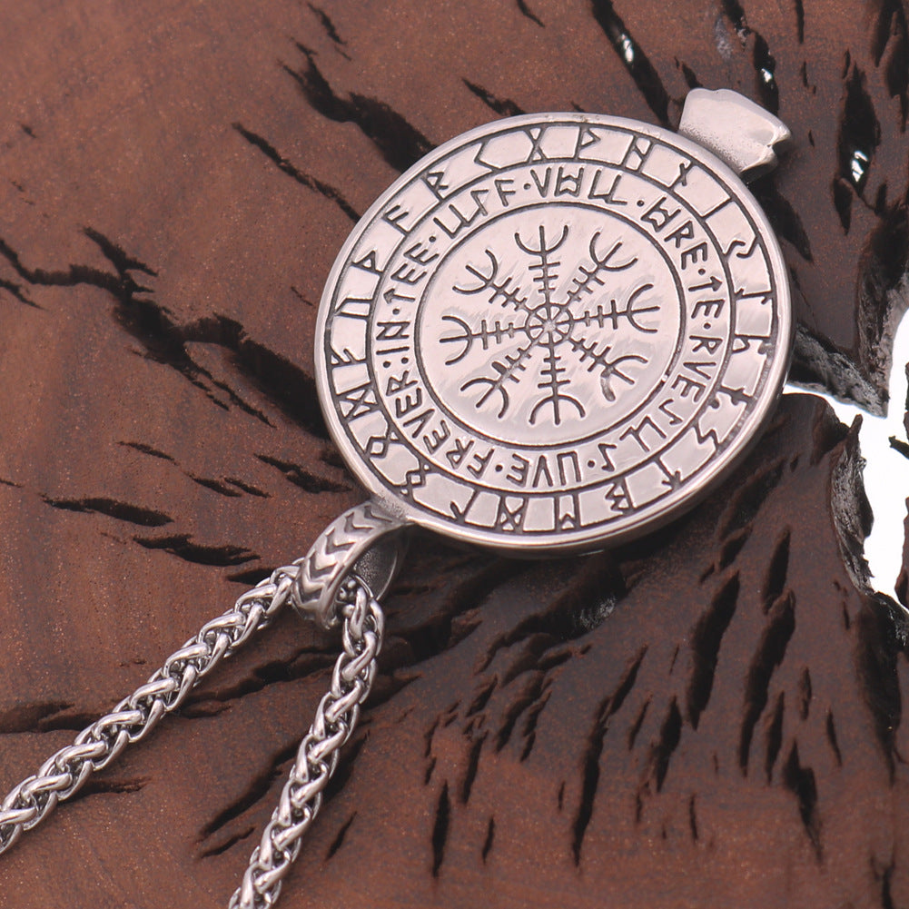 Viking Rune Eagle Wings Necklace with Compass Totem - Men's Jewelry by Planderful