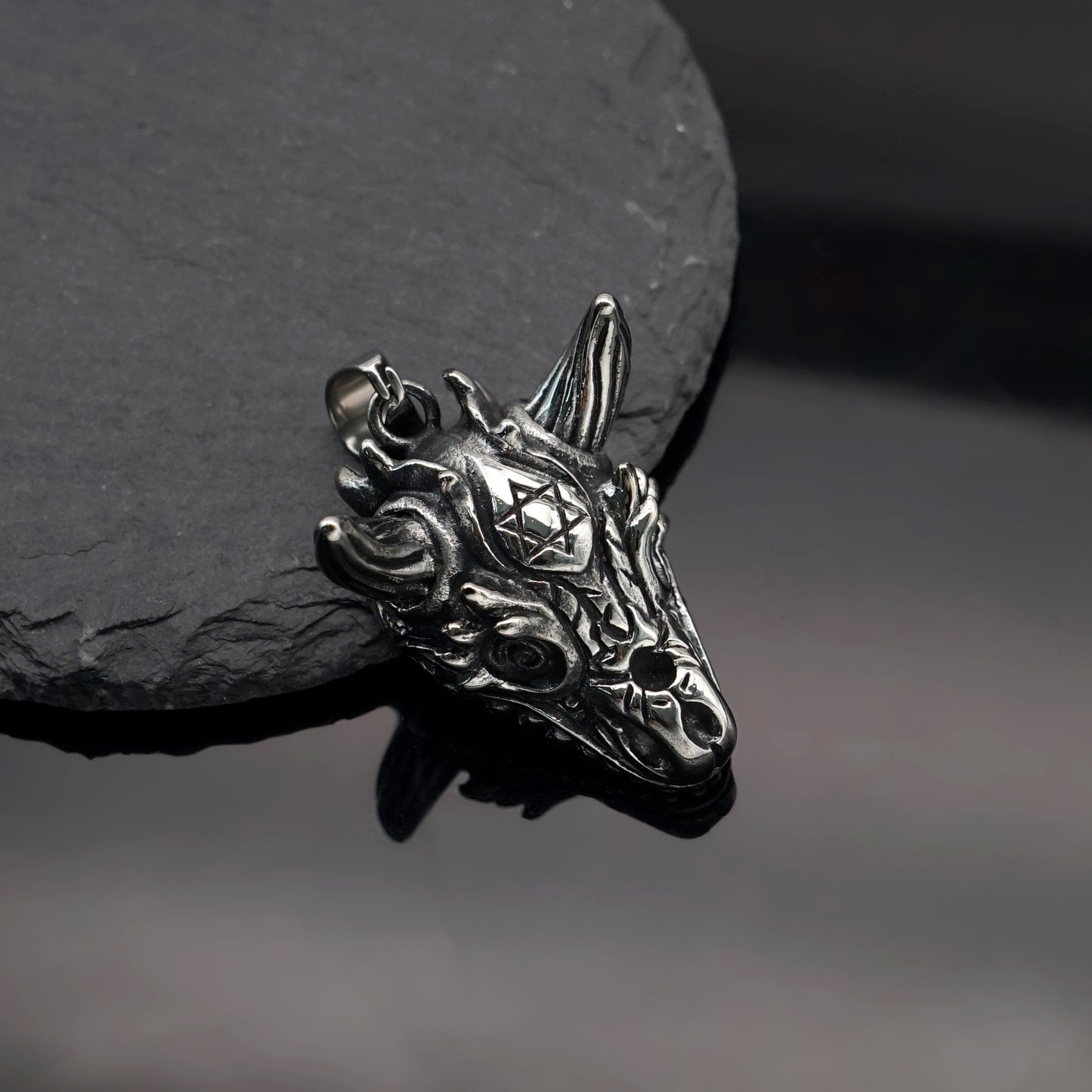 Steel Necklace – Vintage Punk Skull Sheephead Pendant For Men Gothic Jewelry Gift Idea