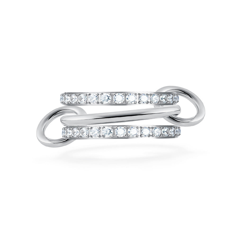 Planderful Everyday Genie Three Ring Stacking Ring Titanium Steel Plated 18K Gold Zircon Unisex Light Luxury