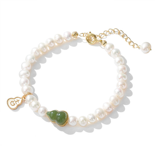 Fortune's Favor Sterling Silver Bracelet with Jade and Freshwater Pearl