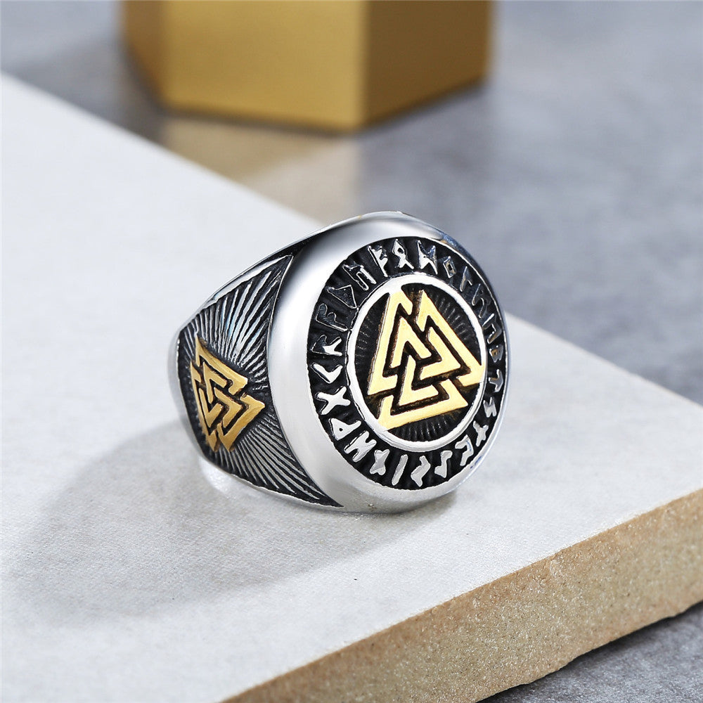 Viking Rune Ring Titanium Steel Unisex Protection Statement Retro Nordic Style Planderful