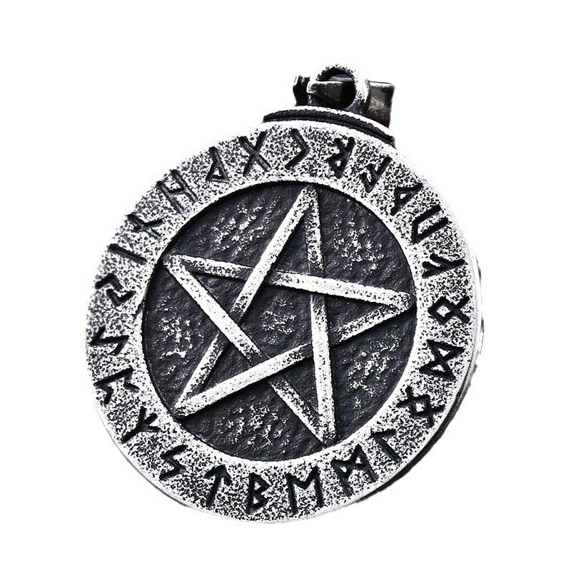Viking-Inspired Titanium Steel Compass Pendant for Men - Retro Electroplated Black Stainless Steel Wholesalers