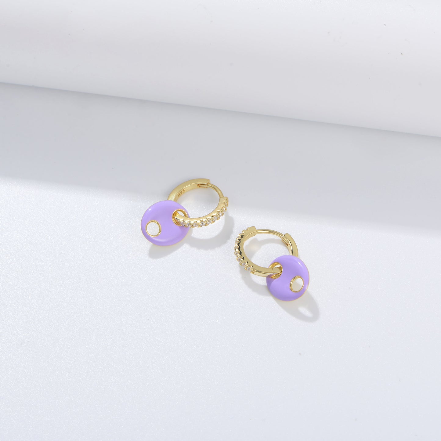 925 Sterling Silver Wind Color Drip Pig Nose Earrings Zircon Earrings Oval Drop
