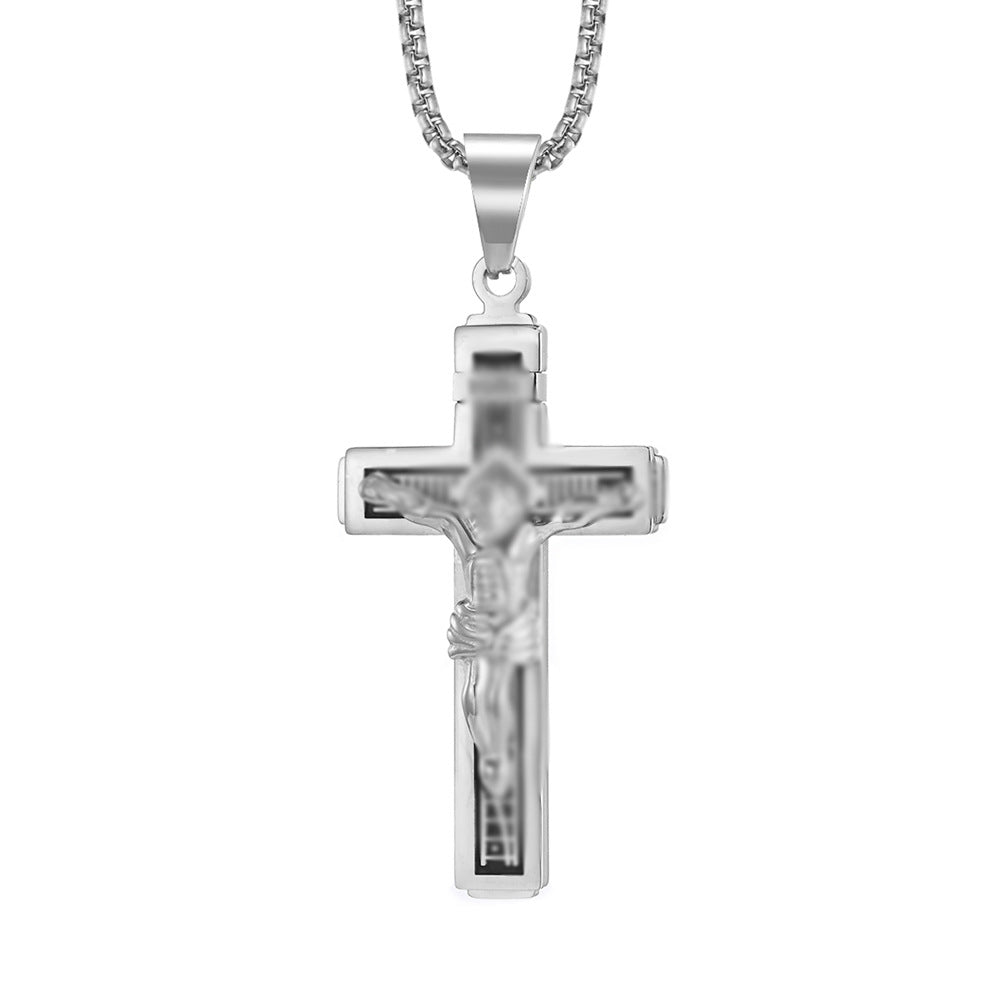 Source Factory Direct Sales European and American Cross Titanium Steel Necklace