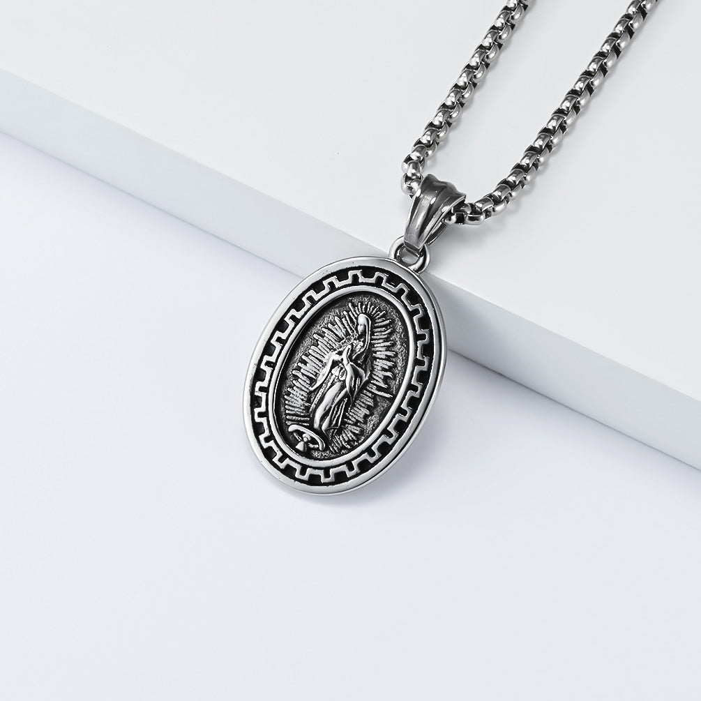 Planderful Madonna Portrait Necklace Unisex Retro Hip Hop Style Pendant For Bold Fashion Lovers