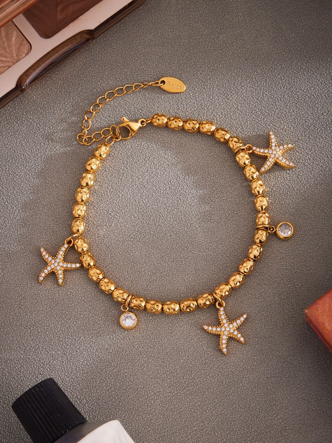Planderful 18K Gold Plated Beaded Starfish Bracelet Beach