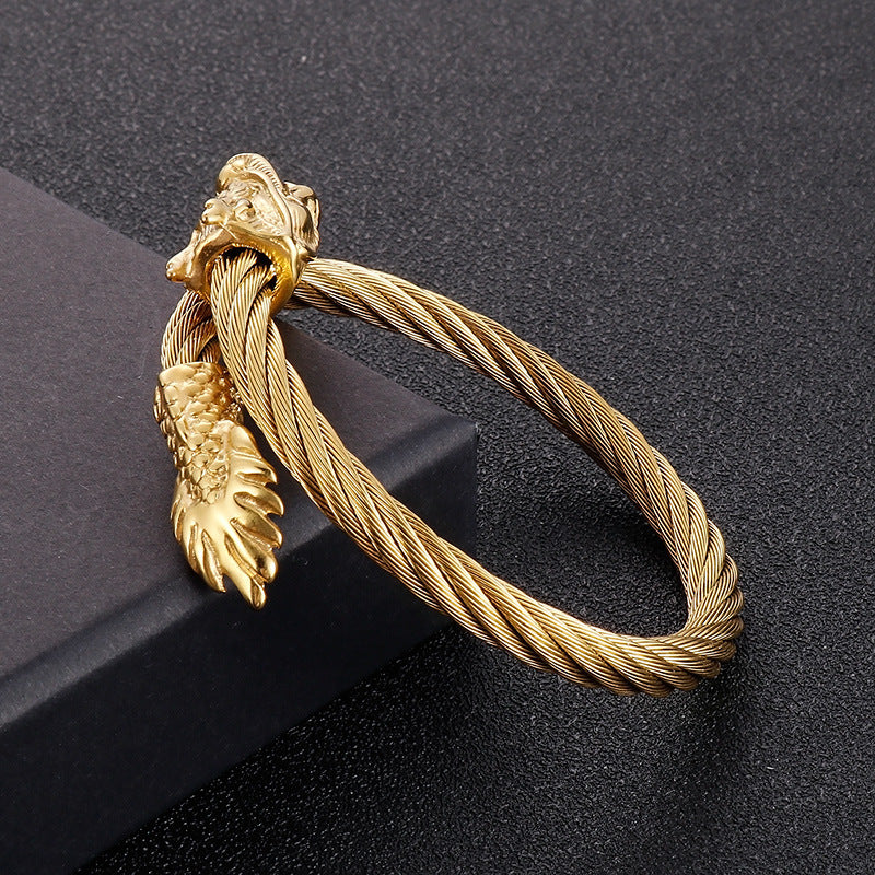 Punk Vacuum Electroplated 18k – Single Weiya Line Dragon Head Bracelet