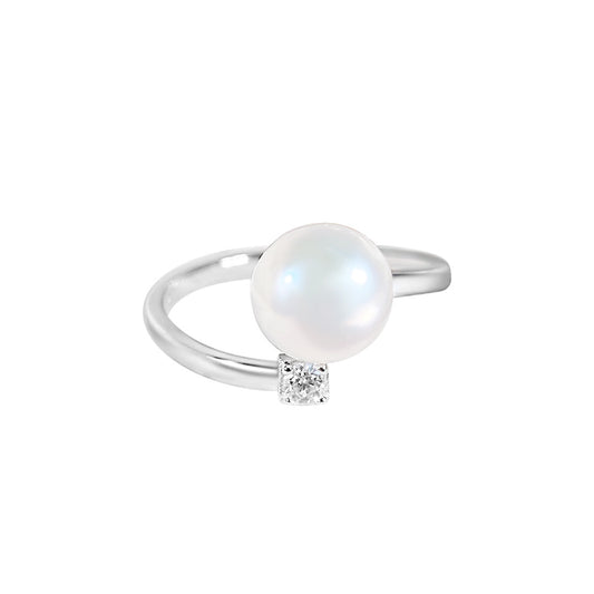 S925 Sterling Silver Freshwater Pearl Ring — Adjustable