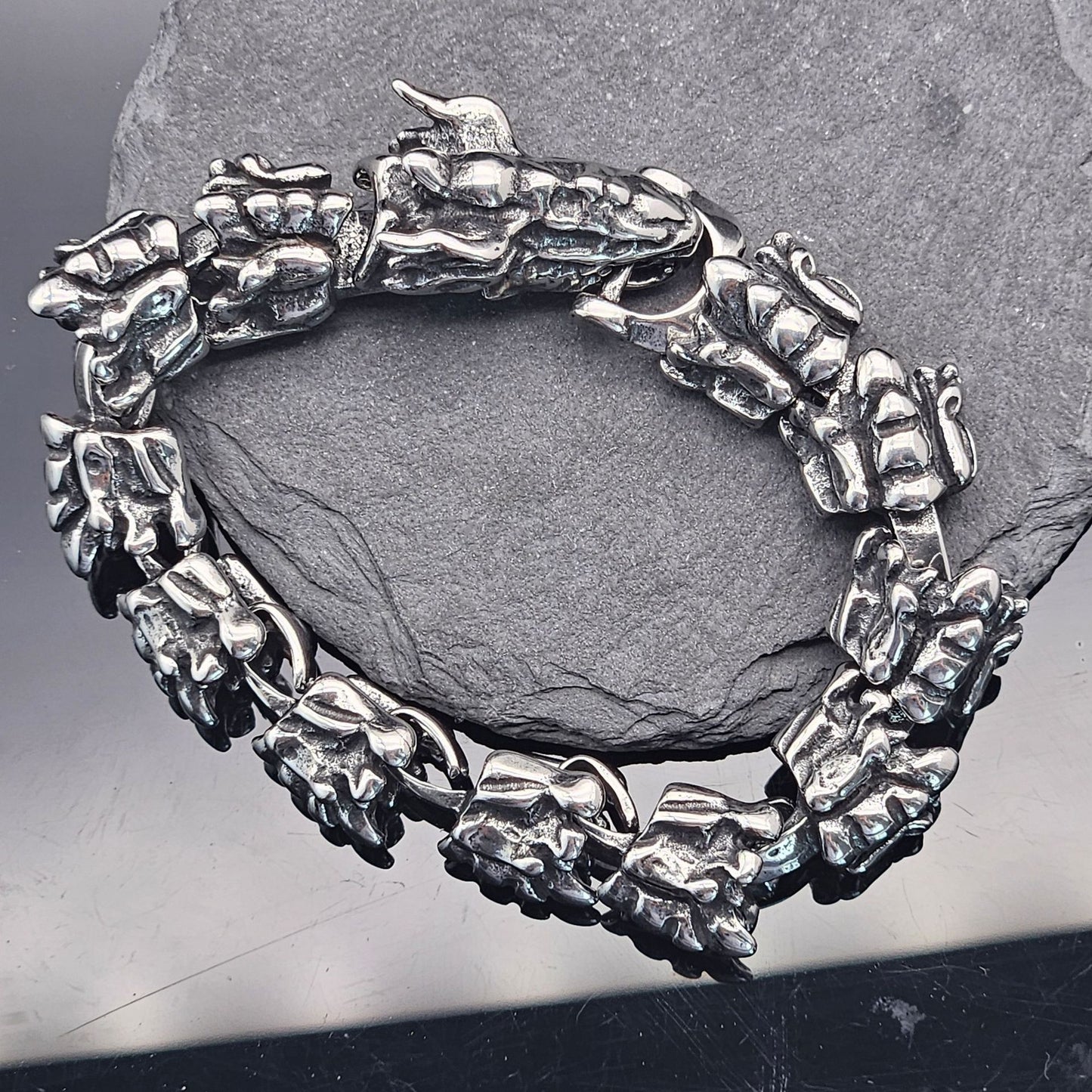 Planderful Dragon Scale Bracelet Unisex Domineering Titanium Steel Keel Chain Retro Punk Jewelry Protection