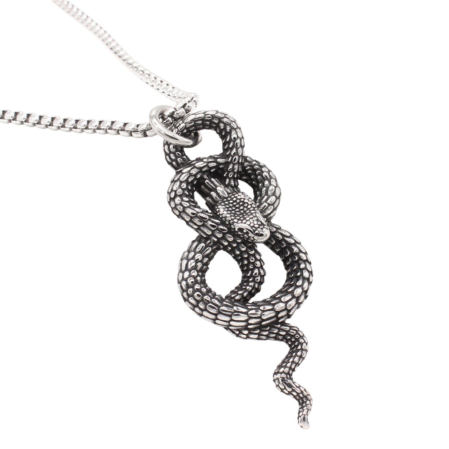 Planderful Jewelry Men's Titanium Steel Snake Pendant Retro Style Personalization Necklace