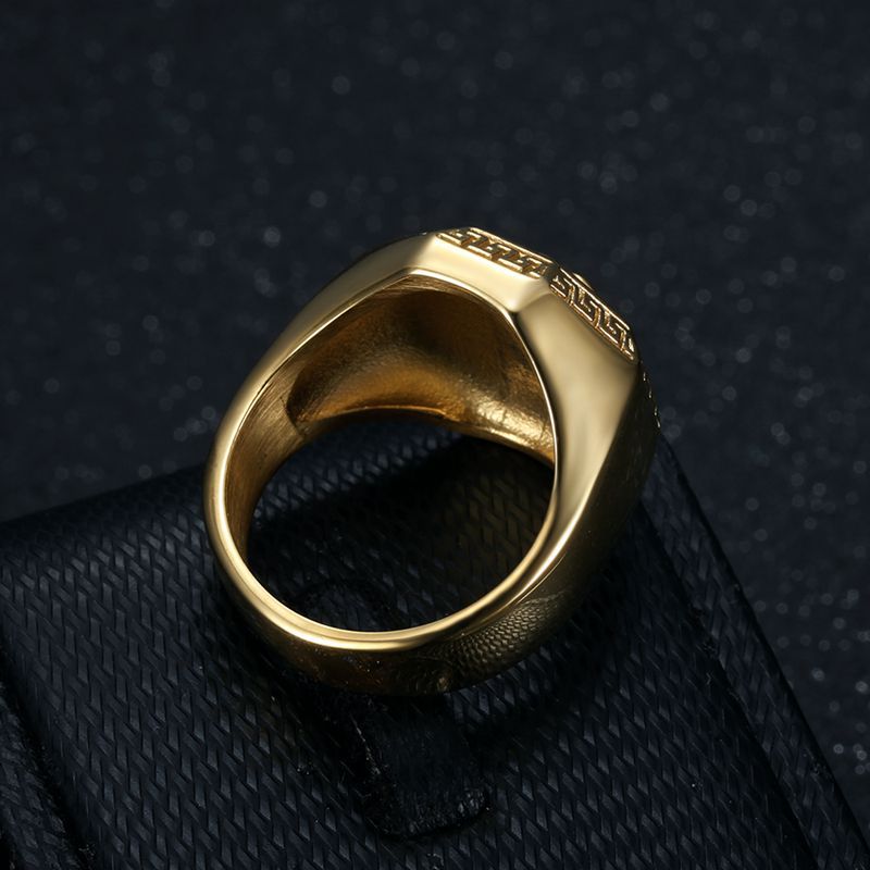 Planderful Hip Hop Ring Titanium Steel Gold Plated Premium Octagonal Head For Men Everyday Genie