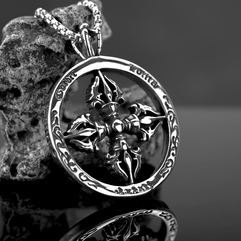 Vintage Men's Jewelry Stainless Steel Personalized Cross Pendant Necklace