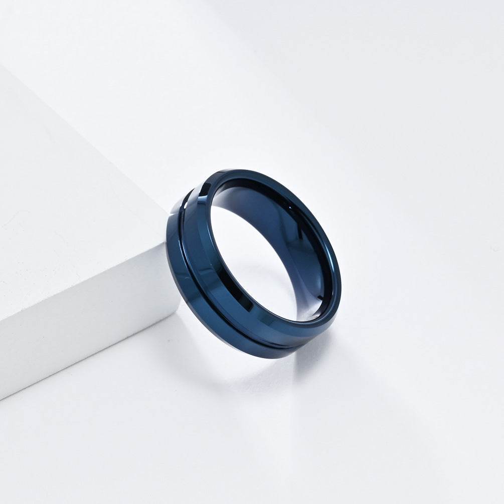 Cross-Border Simple 8mm Tungsten Steel Ring for Men