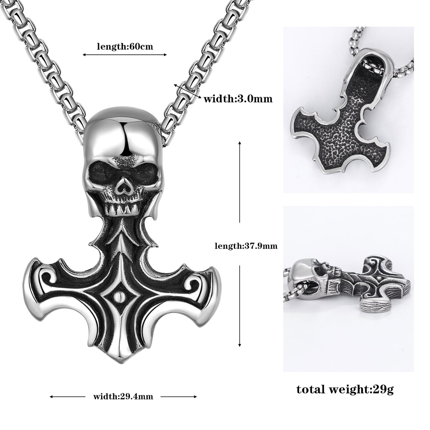 Titanium Steel Necklace - Statement Punk Hip Hop Skull Cross Pendant Necklace For Men And Women By Planderful