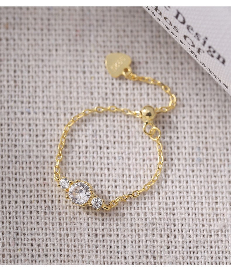 New 925 Sterling Silver Chain Pull Ring Women's Luxury Design