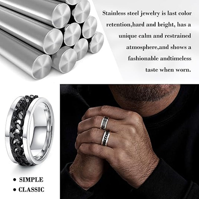 Plandersful Titanium Steel Ring Rotating Decompression Band For Unisex Wearers Everyday Genie Collection