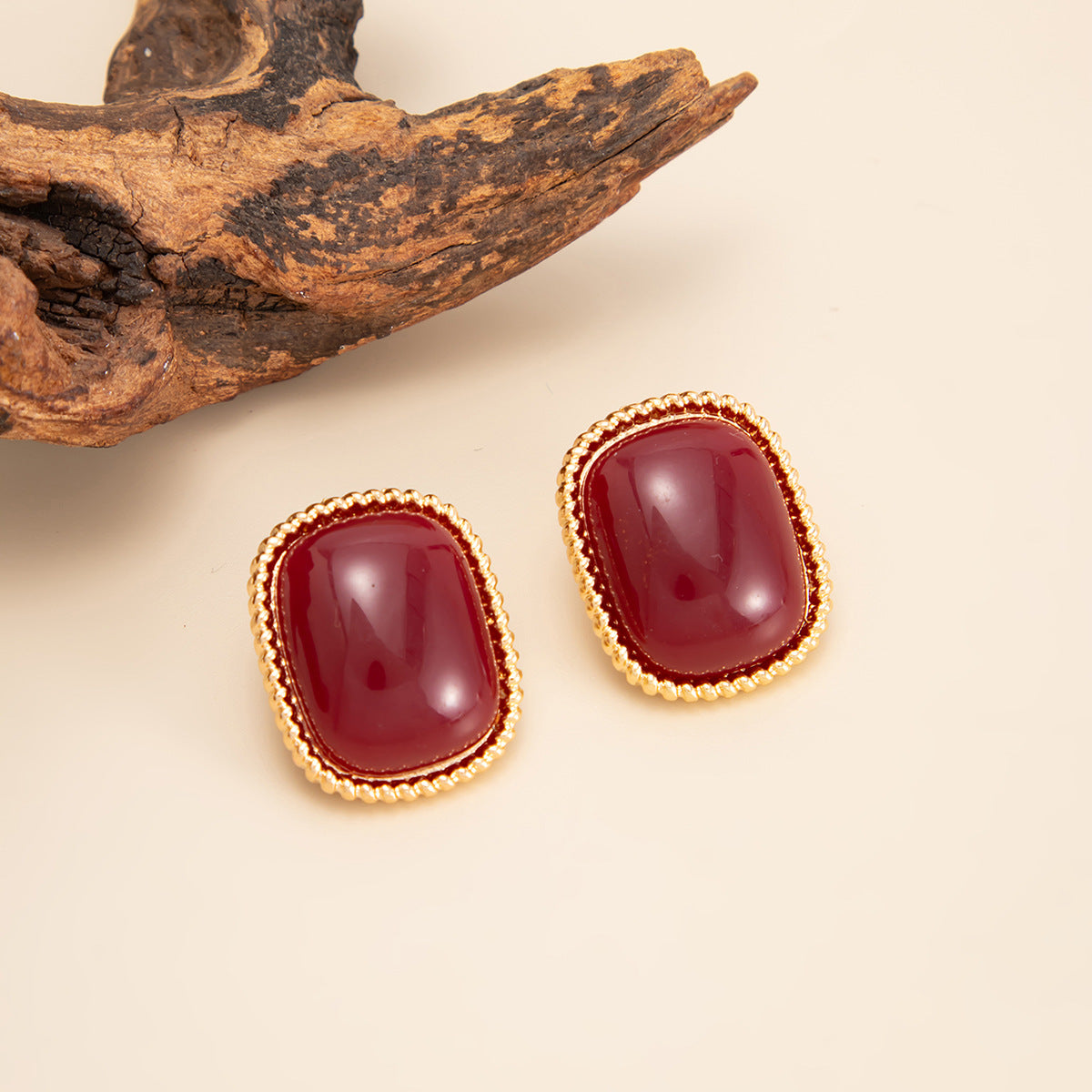Planderful Vienna Verve Tiger's Eye Square Stud Earrings For Women Elegant Geometric Retro Jewelry