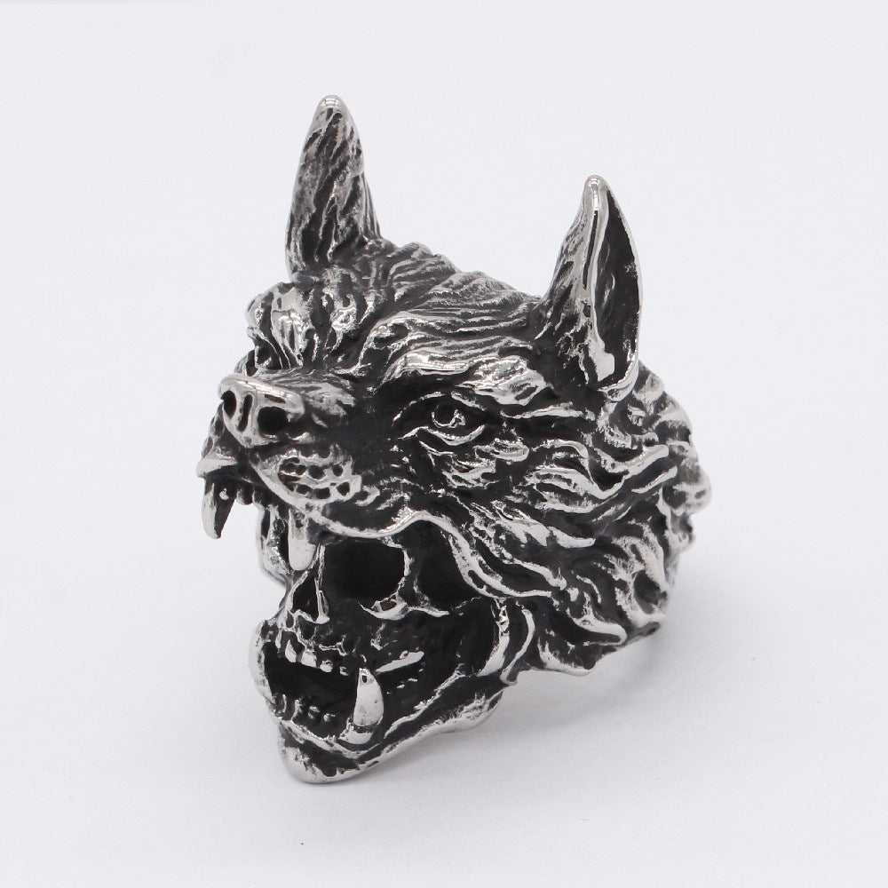Wolf Head Skull Titanium Steel Ring