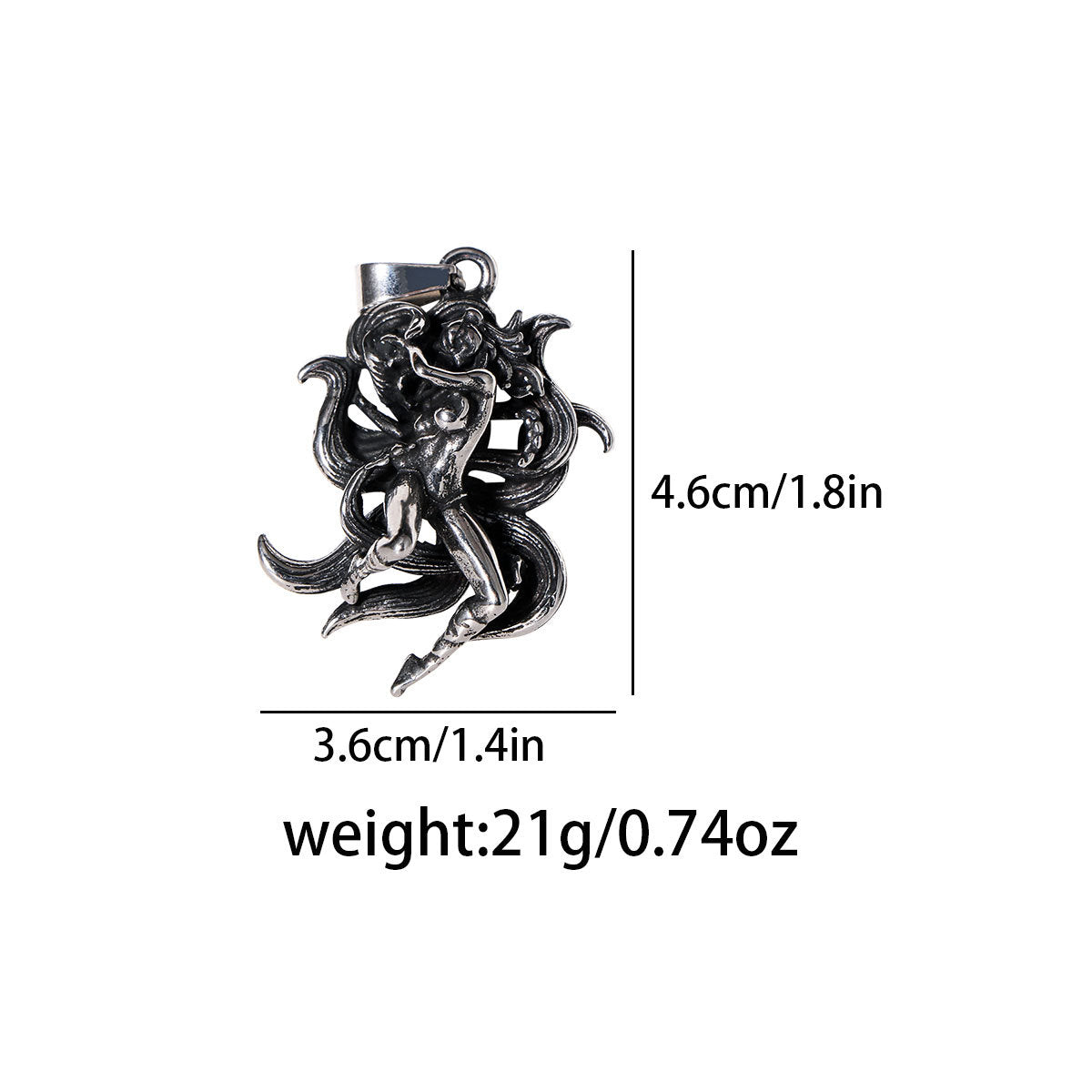 Cartoon Nine-Tailed Beautiful Fox Stainless Steel Pendant Men & Women Hip-Hop Rock Necklace