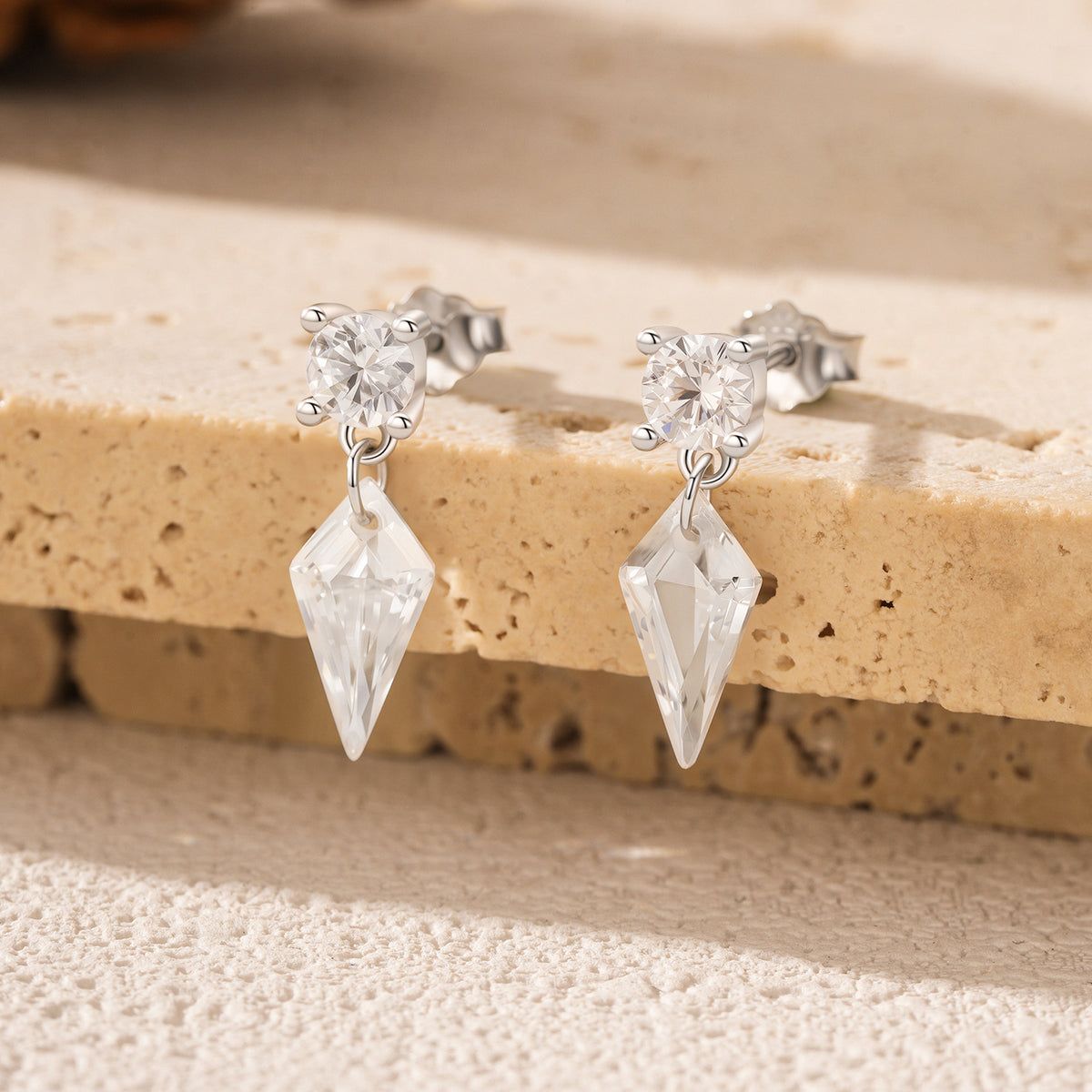 925 Sterling Silver Kite-Cut Earrings