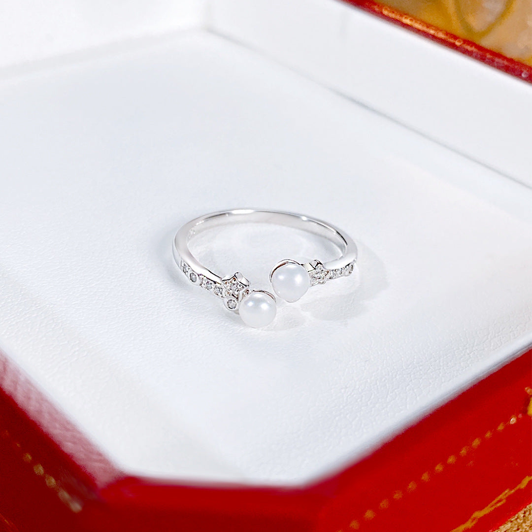 S925 Sterling Silver Freshwater Pearl Ring — Adjustable
